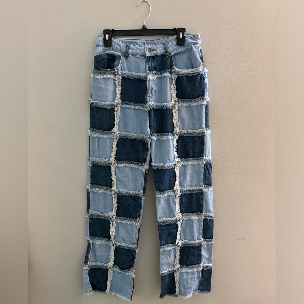 Ragged patchwork jeans